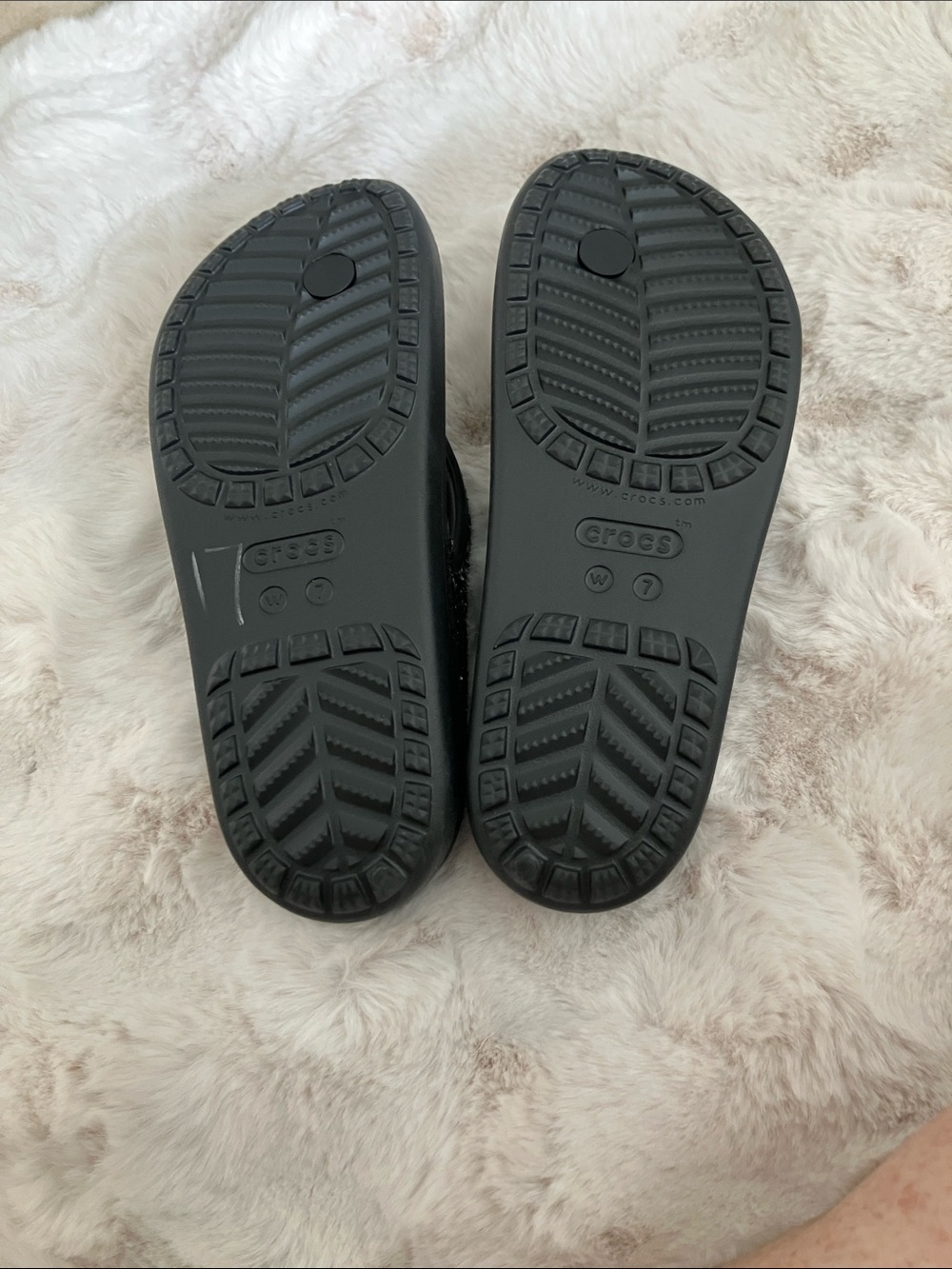 NWT CROCS Black Glitter Wedge Flip Sandals - Picture 4 of 6